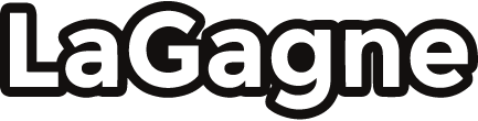Logo du jeu LaGagne blanc avec un contour noir.