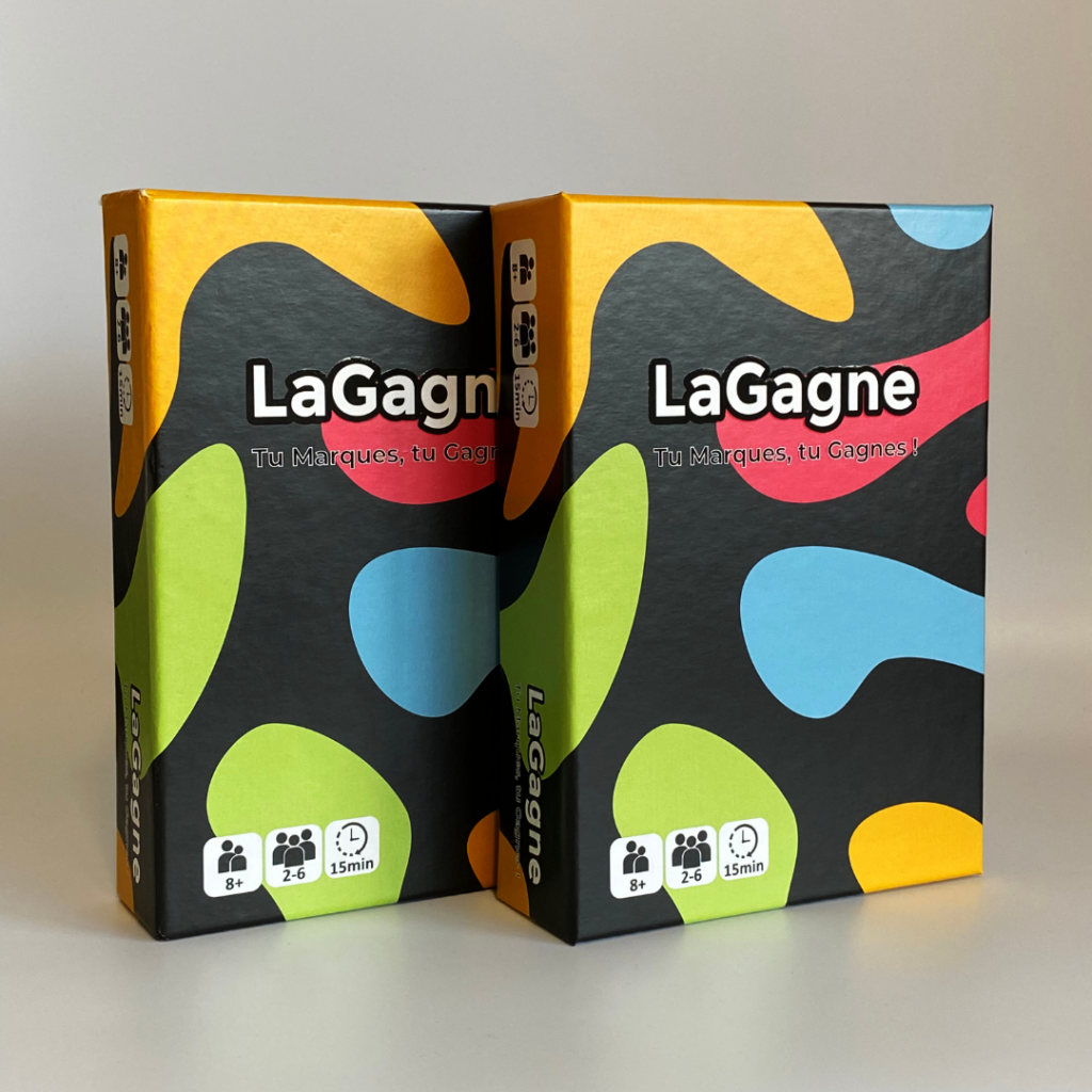 Photo du pack duo "LaGagne" avec deux boîtes de jeu de cartes, montrant les jeux inclus dans l'offre duo.