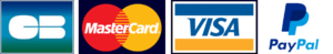 Icônes des moyens de paiement CB, VISA, MasterCard et PayPal.